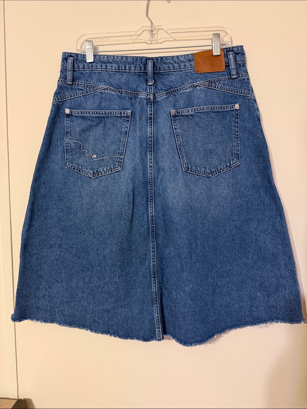 We The Free Denim A-Line Skirt in Blue
